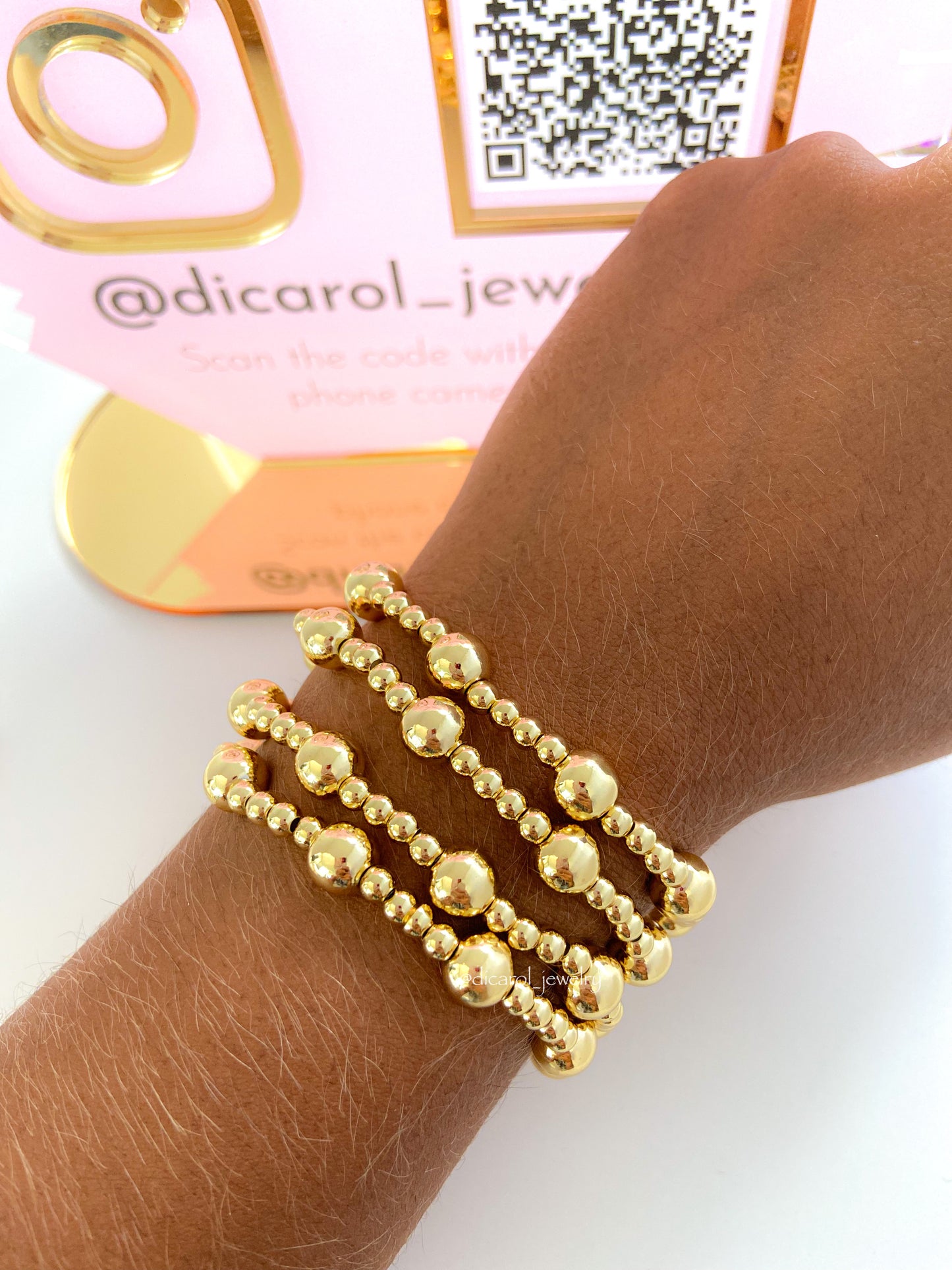 Elastic Gold Beads Bracelet